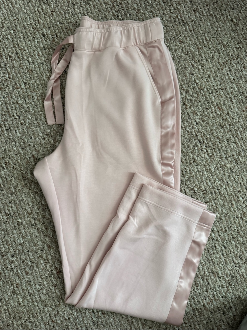 Women's Satin-Trim Track Joggers in Light Pink